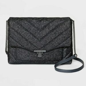 WOMEN"S A.NEW DAY BLACK GLITTER SPARKLE DESIGN OVER THE SHOULDER BAG